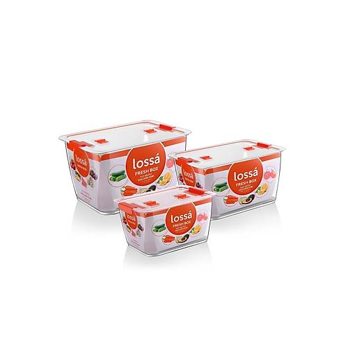 Lüx 3 Adet Buzdolabı İçi Organizer(2,5lt,5lt,9lt) Set Kilitli Saklama Kabı Buzdolabı Organizer