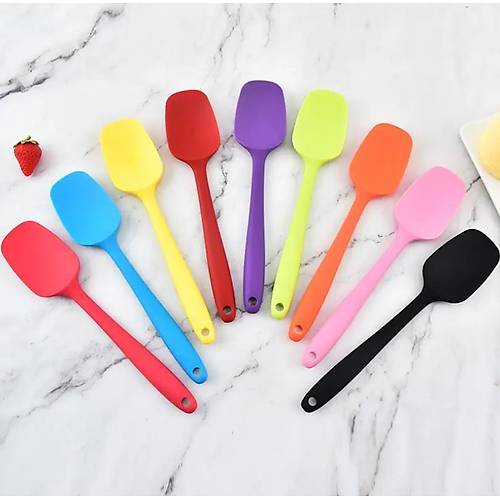 Silikon Renkli Kaşık Spatula Yanmaz Yapışmaz Isıya Dayanıklı Üst Kalite