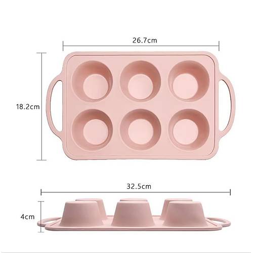 6 Gözlü Kenar Çıtalı Lüks Yanmaz Silikon Fırın Kek Muffin Kalıbı