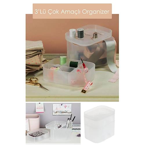 Üst Bölmeli 3'Lü Çok Amaçlı Organizer