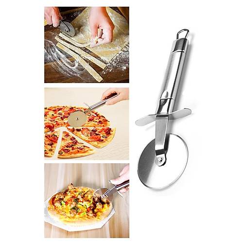 Lüks Paslanmaz Çelik İnox Pizza ve Hamur Kesici Aparat