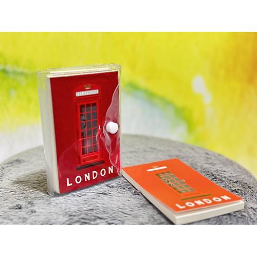 Şeffaf Kapaklı London Kırmızı 3'Lü Mini Boy Çizgili Not Defteri Çanta İçi Defter