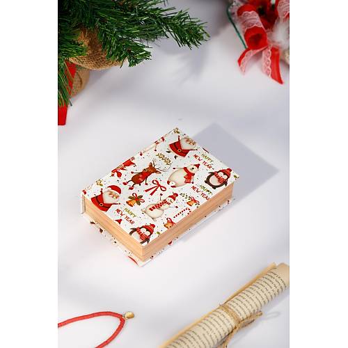 Beyaz Noel Yılbaşı Yeni Yıl Dekorlu Kutu Takı Aksesuar Organizer