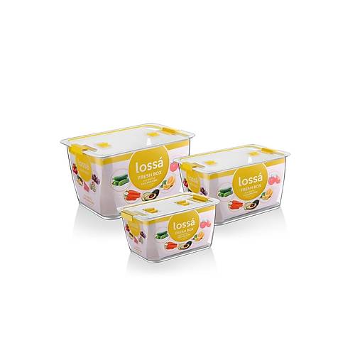 Lüx 3 Adet Buzdolabı İçi Organizer(2,5lt,5lt,9lt) Set Kilitli Saklama Kabı Buzdolabı Organizer