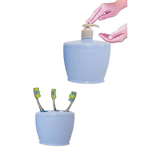 Banyo Diş Fırçalık ve Sıvı Sabunluk 2'Li Set Mavi