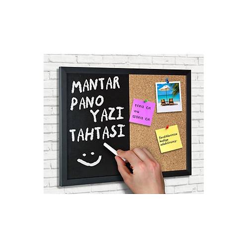 Mantar Panolu Kara Tahta Yazı Tahtası - 43,5 x 33 Cm