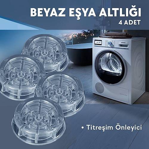 4 Adet Beyaz Eya Altl Aya amar Bulak Makinas Buzdolab Ykseltici Titreim nleyici 