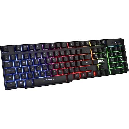 Preo My Game MG51 Rainbow Aydınlatma Kablolu Türkçe Q Gaming Klavye Siyah