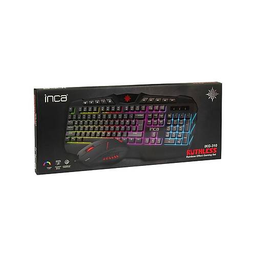 Inca Ruthless IKG-310 Rainbow Effect Oyuncu Gaming Klavye + Mouse Seti