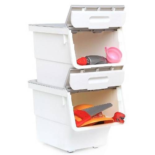 Motek MT04 Freebox 33 Litre Beyaz Gri Tekerlekli 3*33 Lt 3'l Set Organizer