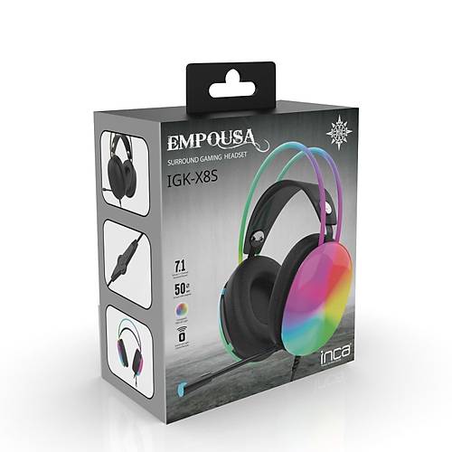 IGK-X8S Empousa Series 7.1 Surround Rgb LED  Effect Gaming Oyuncu Kulakl
