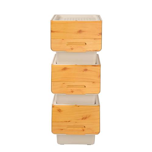 Motek MT05B Freebox 33 Litre Bambu Desen Tekerlekli 3*33 Lt 3'l Set Organizer