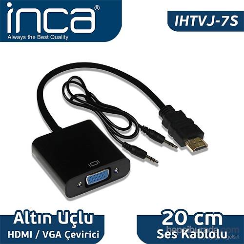Inca IHTVJ-7S HDMI to VGA Siyah Jakl Ses Kablosu