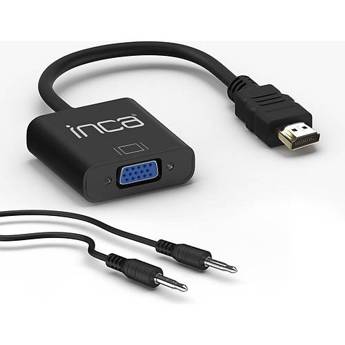 Inca IHTVJ-7S HDMI to VGA Siyah Jakl Ses Kablosu