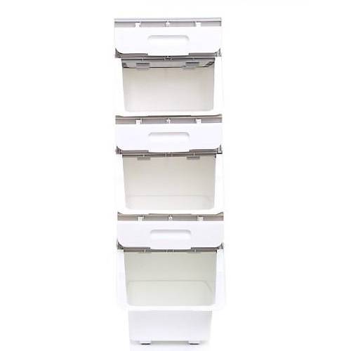 Motek MT04 Freebox 33 Litre Beyaz Gri Tekerlekli 3*33 Lt 3'l Set Organizer