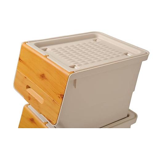 Motek MT05B Freebox 33 Litre Bambu Desen Tekerlekli 3*33 Lt 3'l Set Organizer