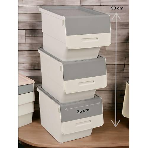 Motek 33 Litre Beyaz Gri Tekerlekli 3*33 Lt 3'l Set Organizer + Temizlik Seti
