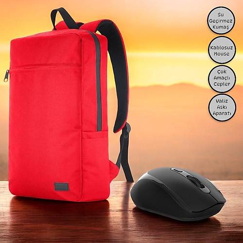 Classone Mila PR-EK102 15,6'Su Geirmez Kuma Fermuar Notebook Srt antas+Kablosuz Mouse