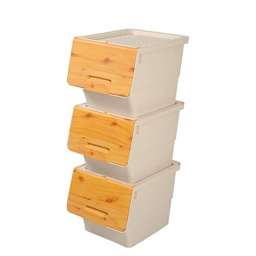 Motek MT05B Freebox 33 Litre Bambu Desen Tekerlekli 3*33 Lt 3'l Set Organizer