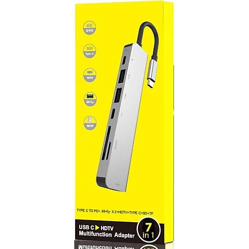 Technow 7 In 1 Sd USB Type-C Hub HDMI Girili Macbook evirici oklayc