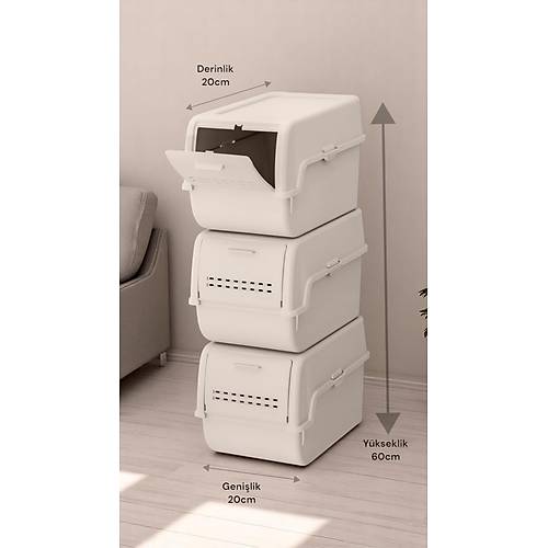 Motek MT-40 S-Box 8 Litre 3'l ok Amal Organizer Dzenleyici Bej ( 3*8Litre )
