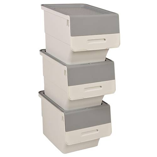Motek MT04 Freebox 33 Litre Beyaz Gri Tekerlekli 3*33 Lt 3'l Set Organizer