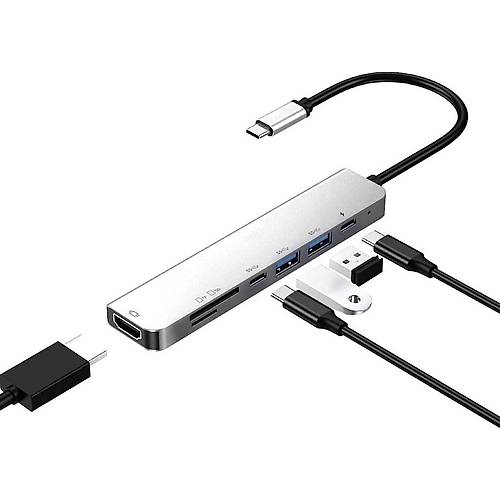 Technow 7 In 1 Sd USB Type-C Hub HDMI Girili Macbook evirici oklayc
