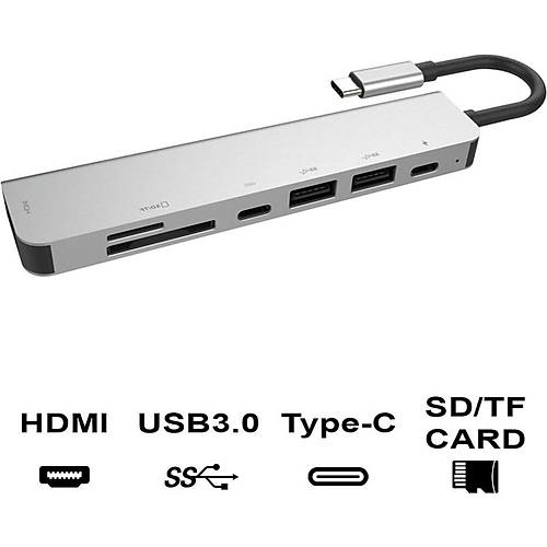 Technow 7 In 1 Sd USB Type-C Hub HDMI Girili Macbook evirici oklayc