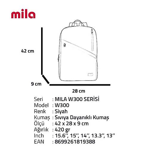 Classone Mila W300 15,6 Inch  Macbook Laptop Srt antas Siyah