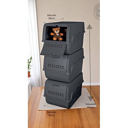 Technow Motek MT-40 S-Box 8 Litre 3'l ok Amal Organizer Dzenleyici Antrasit ( 3*8Litre )