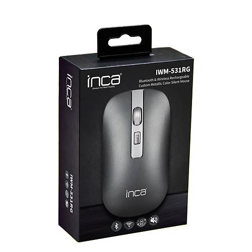 Inca IWM-531RG Bluetooth Kablosuz Optik Metalik Gri Mouse