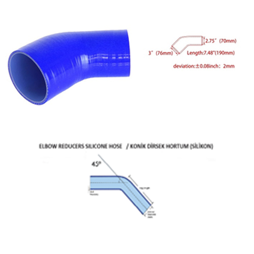 Silikon Konik Açık Dirsek 45° Ø16x19