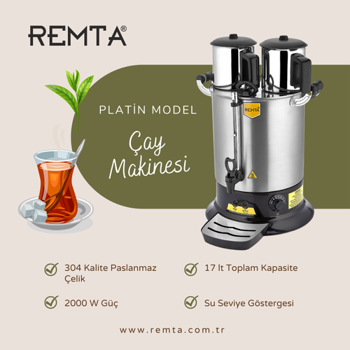 Remta Platin Model ift Demlikli ay Makinesi 17 lt (Demlik Dahil)