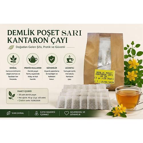 Demlik Po�et Sar� Kantaron �ay� 20'li Paket 40 gr.(2 gr.x 20 Adet)