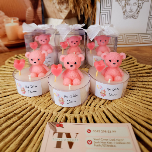 Pembe Ayıcıklı Mum Hediyelik