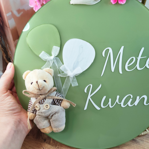 Balon ve Pelüş Ayıcık Erkek Kapı Süsü