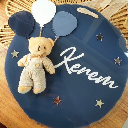 Balon ve Pelüş Ayıcık Erkek Kapı Süsü