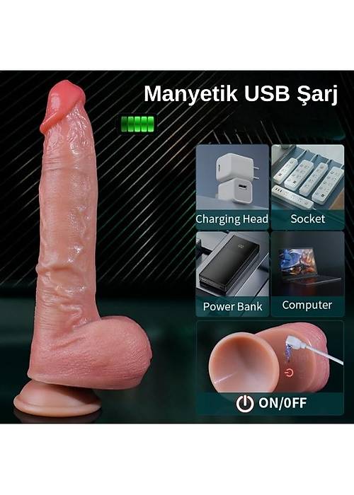 Ultra Realistik Isıtma İleri Geri ve Dönme Fonksiyonlu Gerçekçi Melez Vibratör