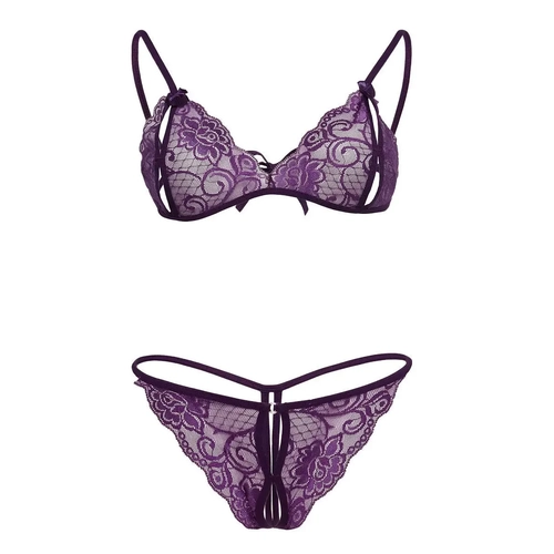 Mor Dantelli Styen Ve Gstring Takm 2087