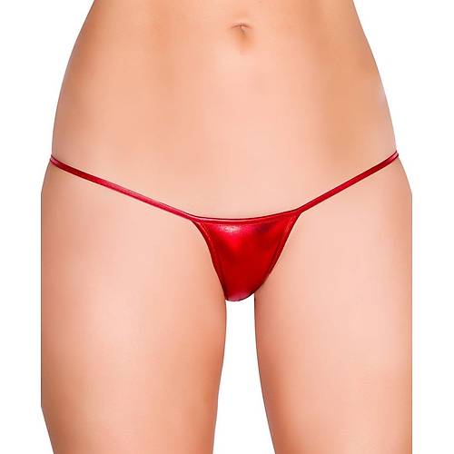 Leyna Krmz Deri Grnml Tanga TM1112
