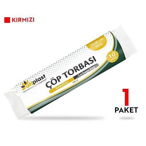 Atiplast Çöp Torbası Endüstriyel Battal Boy 400 gr 75 x 90 cm 63 Mic Kırmızı