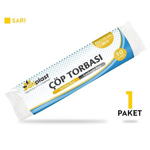 Atiplast Çöp Torbası Endüstriyel Jumbo Boy 500 gr 80 x 110 cm Sarı 10 Rulo