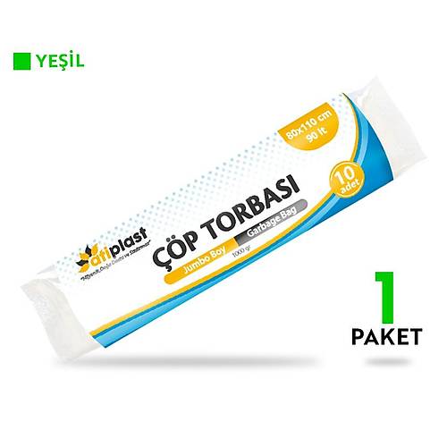 Atiplast Çöp Torbası Endüstriyel Jumbo Boy 1000 gr 80 x 110 cm Yeşil 10 Rulo