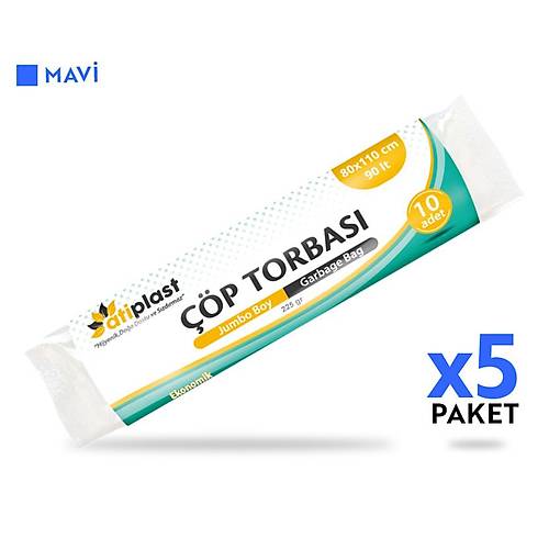 Atiplast Çöp Torbası Standart Jumbo Boy 220 gr 80 x 110 cm Mavi 20 Rulo