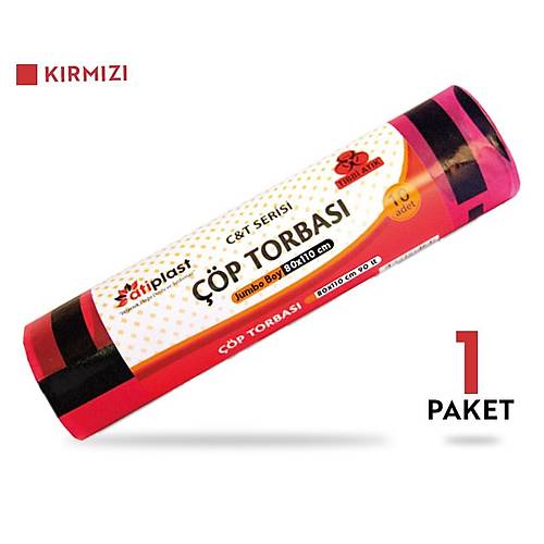 Atiplast Tıbbi Atık Torbası Baskılı Jumbo Boy 800 gr 80 x 110 cm Kırmızı