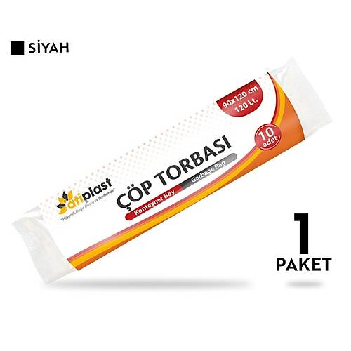 Atiplast Çöp Torbası Konteyner Boy 1000 gr 90 x 120 cm Siyah 10 Rulo