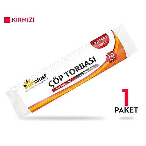Atiplast Çöp Torbası Konteyner Boy 1000 gr 90 x 120 cm Kırmızı 10 Rulo