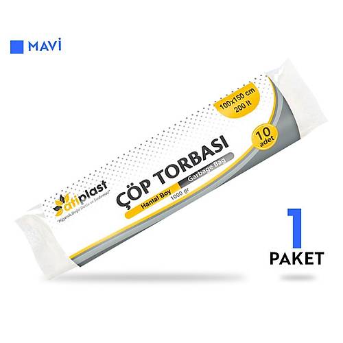 Atiplast Çöp Torbası Endüstriyel Hantal Boy 1000 gr 100 x 150 cm Mavi 10 Rulo