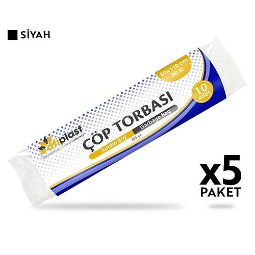 Atiplast p Torbas Endstriyel Jumbo Boy 300 gr 80 x 110 cm Siyah 20 Rulo