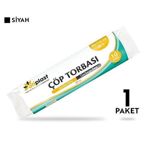 Atiplast p Torbas Standart Jumbo Boy 220 gr 80 x 110 cm Siyah 10 Rulo